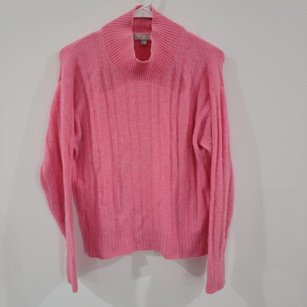 J Crew Womens Turtleneck Sweater Size Small Pink Alpaca Wool Blend Preppy